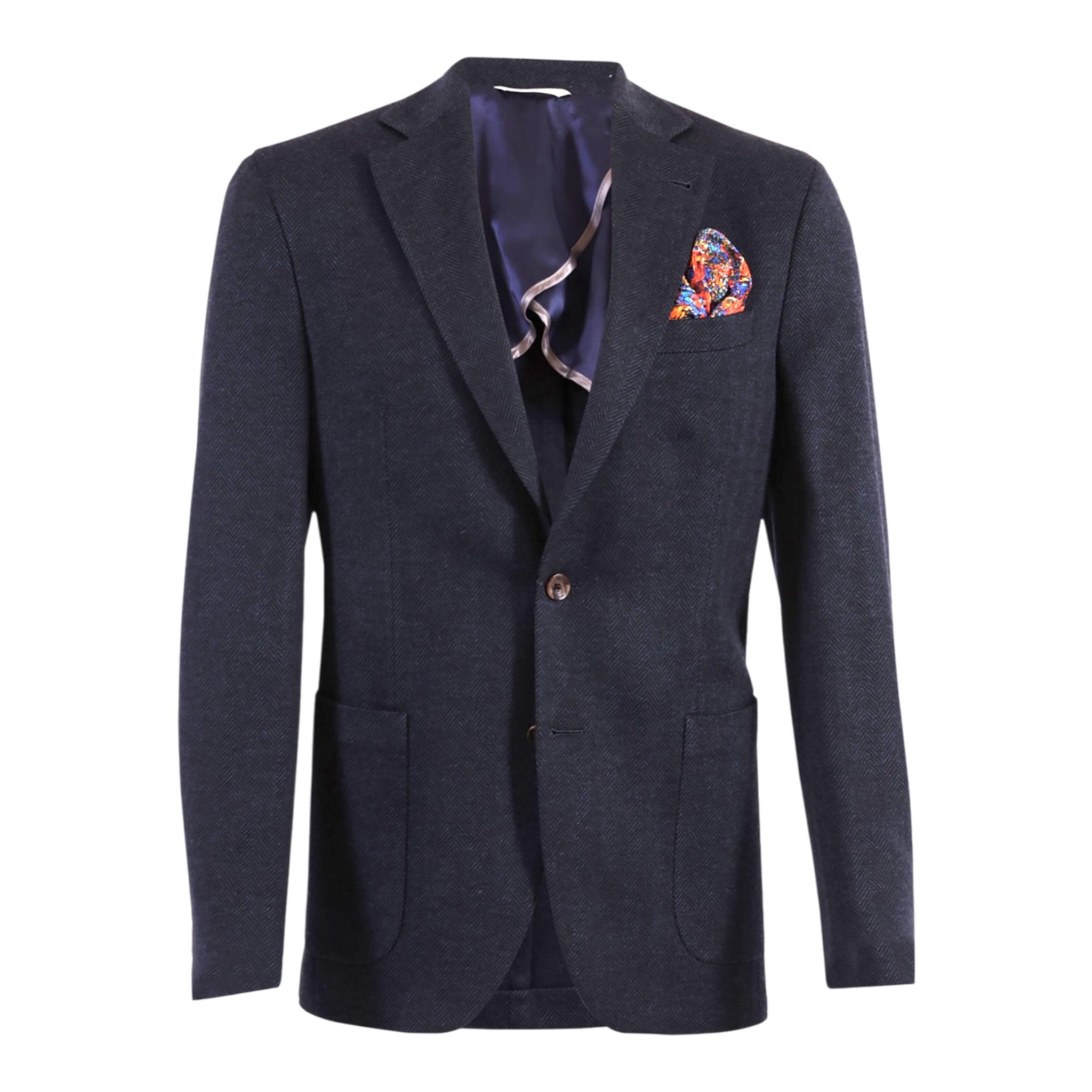 Navy Herringbone Blazer - Pure Cashmere by Loro Piana JACKETS40R