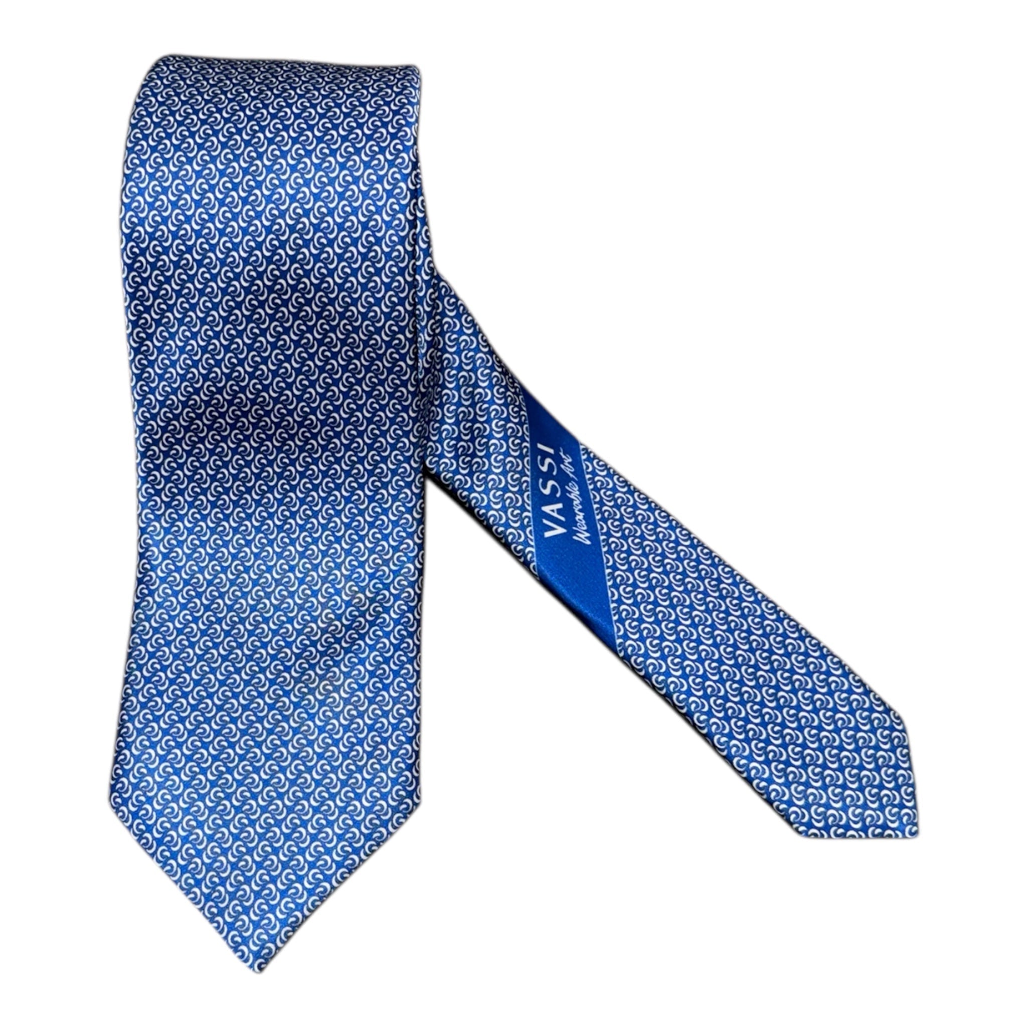 Navy Wave Pattern Seven Fold Tie TIES