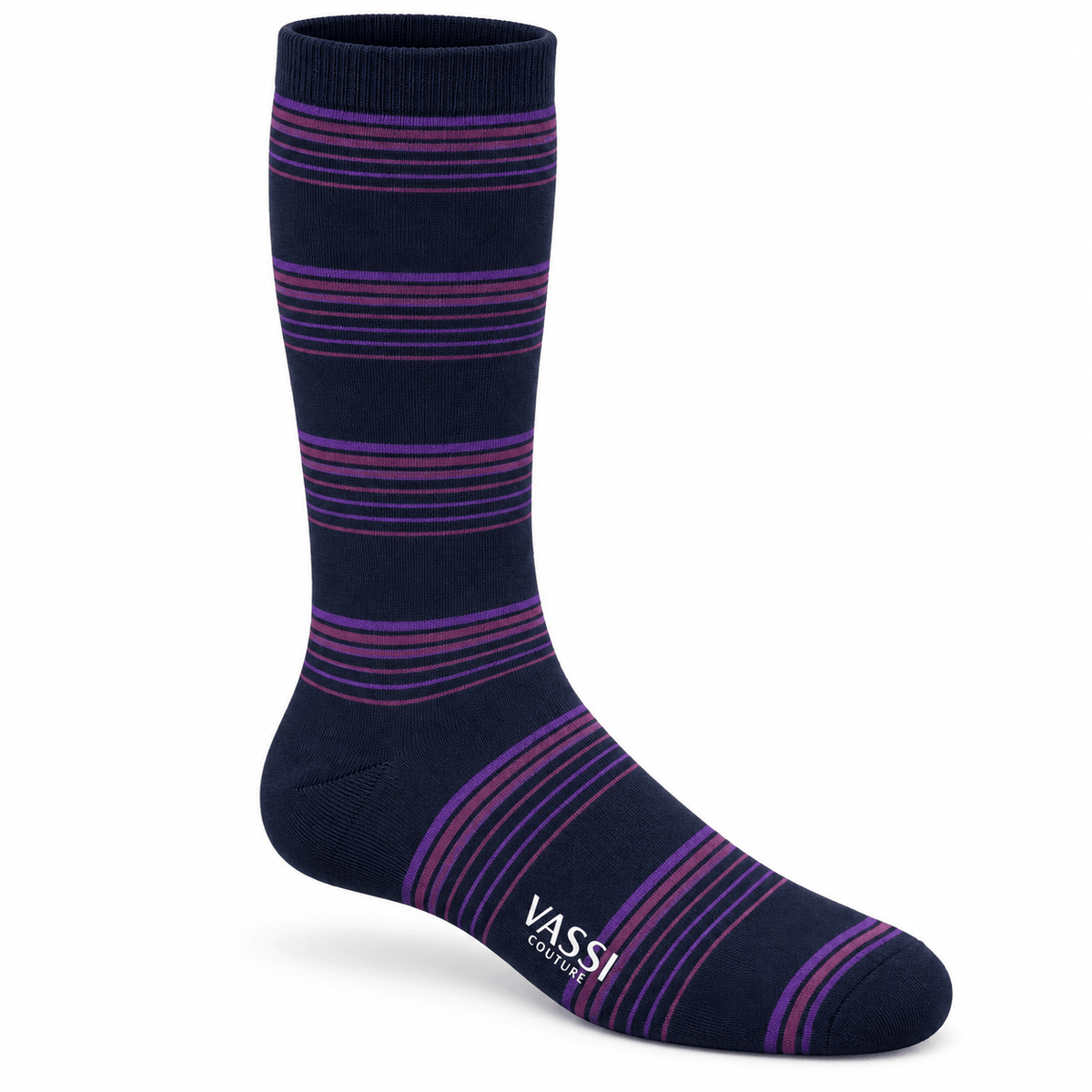Navy with Purple Horizontal Stripes Socks