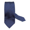 Navy Woven Seven Fold Silk Tie with Red Dots TIES