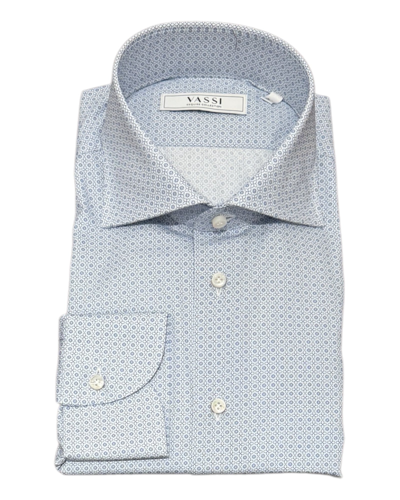 Neat Floral Cotton Sport Shirt - Blue/Navy SPORT SHIRTSM