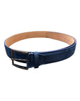 Nubuck Calf Leather Belt with Vienna Embossing - Blue BELTS44