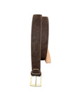 Nubuck Leather Belt with Embossed Ostrich-Print - Brown BELTS46