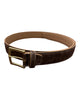 Nubuck Leather Belt with Embossed Ostrich-Print - Brown BELTS46