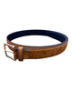 Nubuck Leather Belt with Embossed Ostrich-Print - Light Brown BELTS46