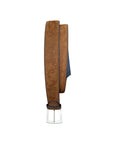Nubuck Leather Belt with Embossed Ostrich-Print - Light Brown BELTS46