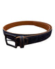 Nubuck Leather Belt with Embossed Ostrich-Print - Navy BELTS46