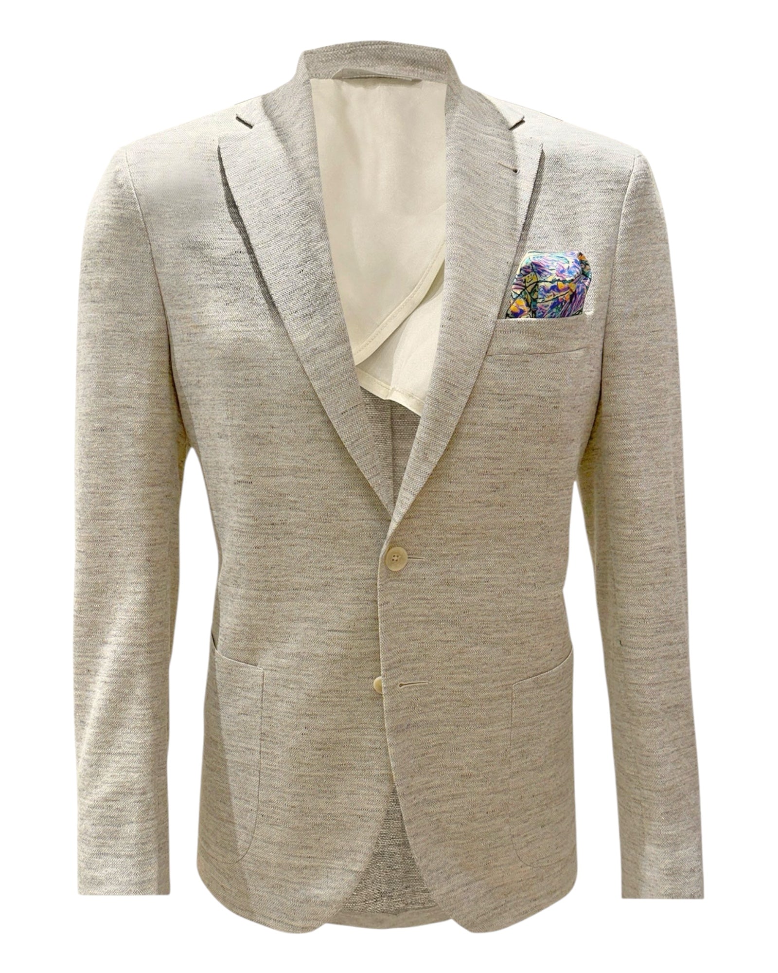 Oatmeal Linen & Wool Knit Blazer - Loro Piana Summertime JACKETS38S