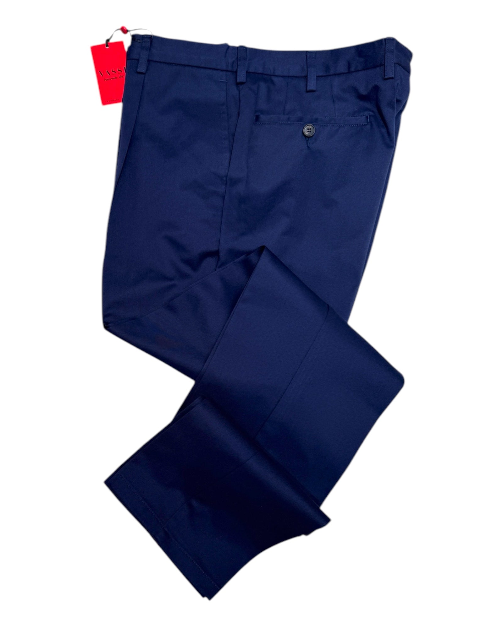 One Pleated Sartorial Cotton Trousers - Blue CASUAL PANTS50 EU