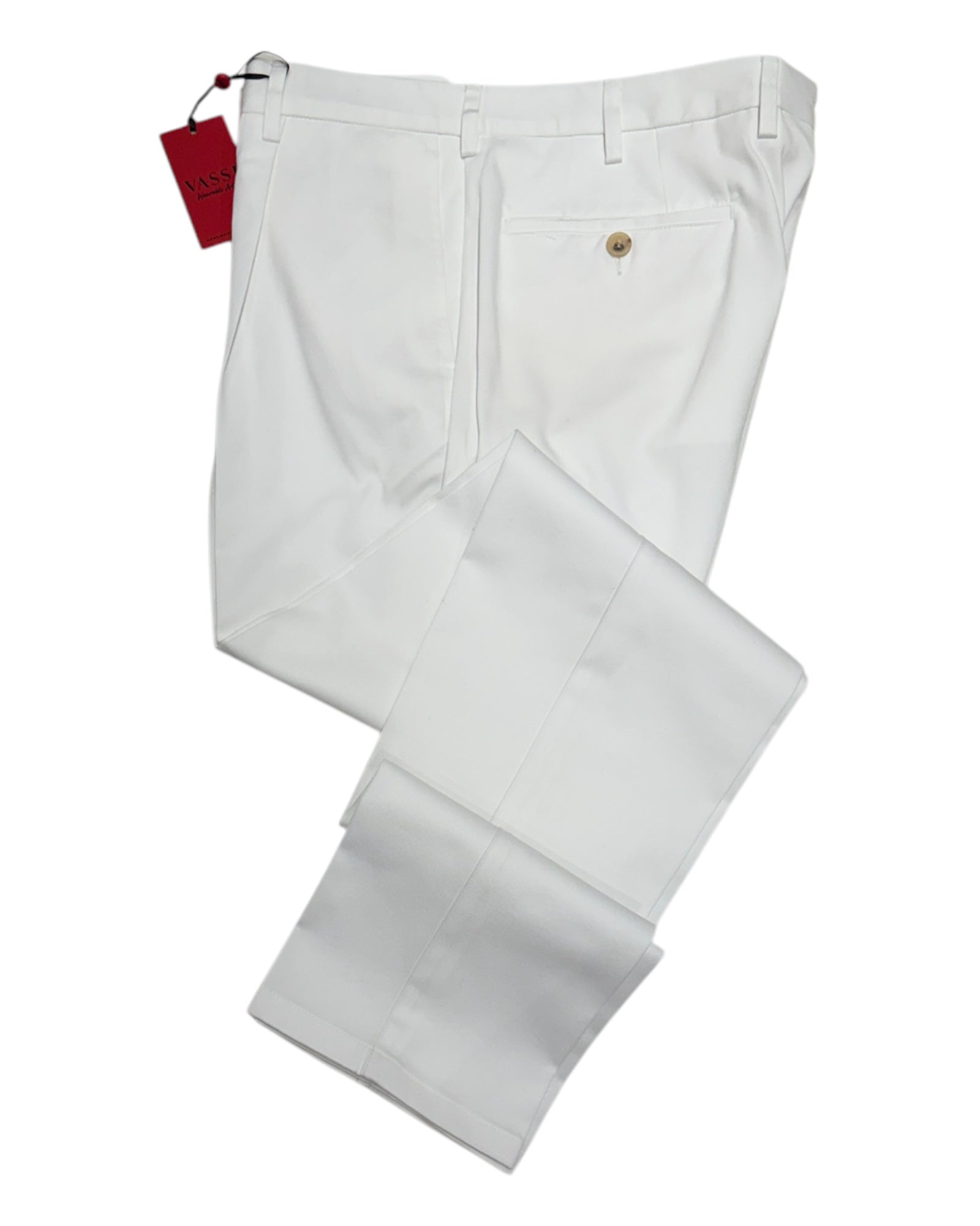 One Pleated Sartorial Cotton Trousers - White CASUAL PANTS50 EU