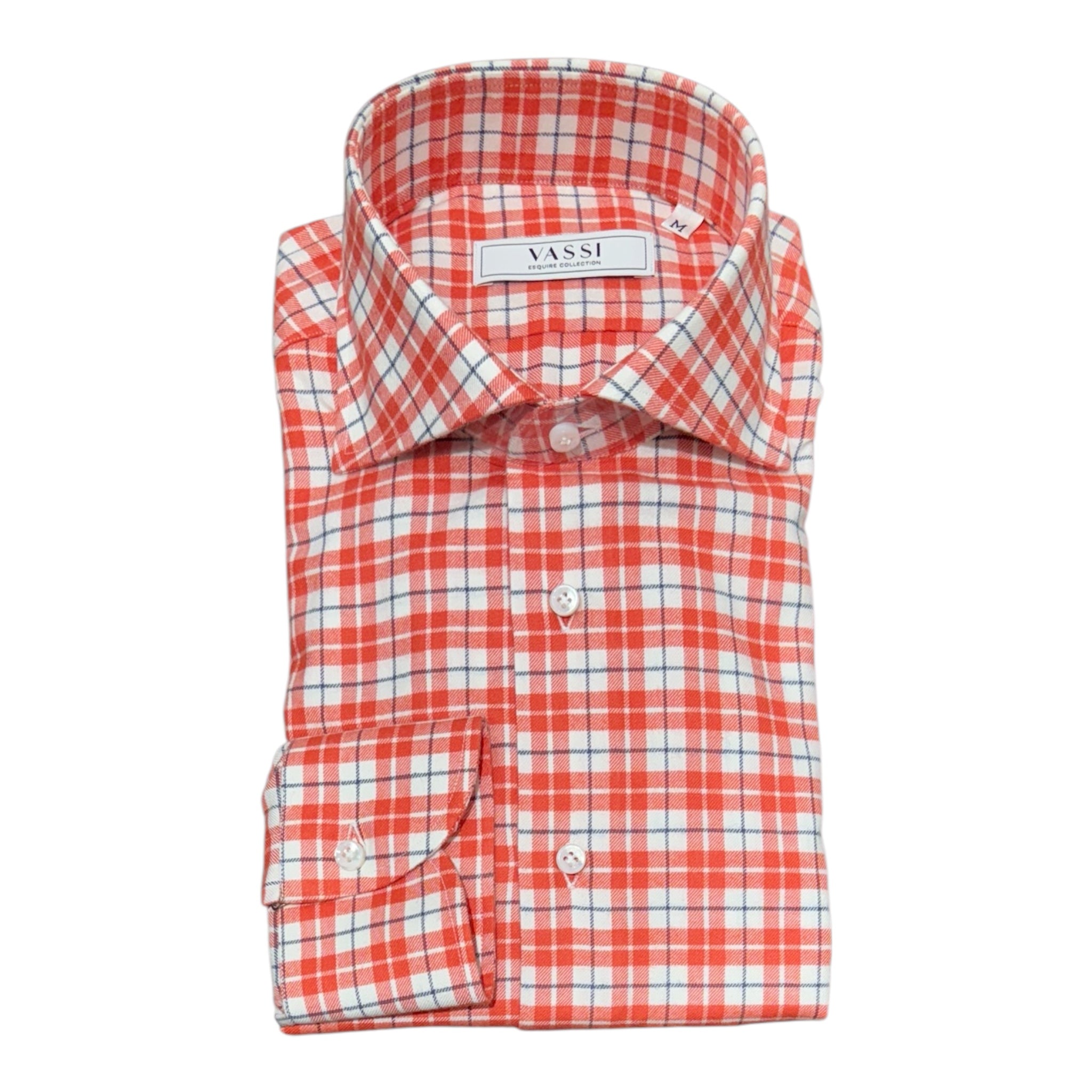 Orange Plaid Brushed Cotton Shirt SPORT SHIRTSM