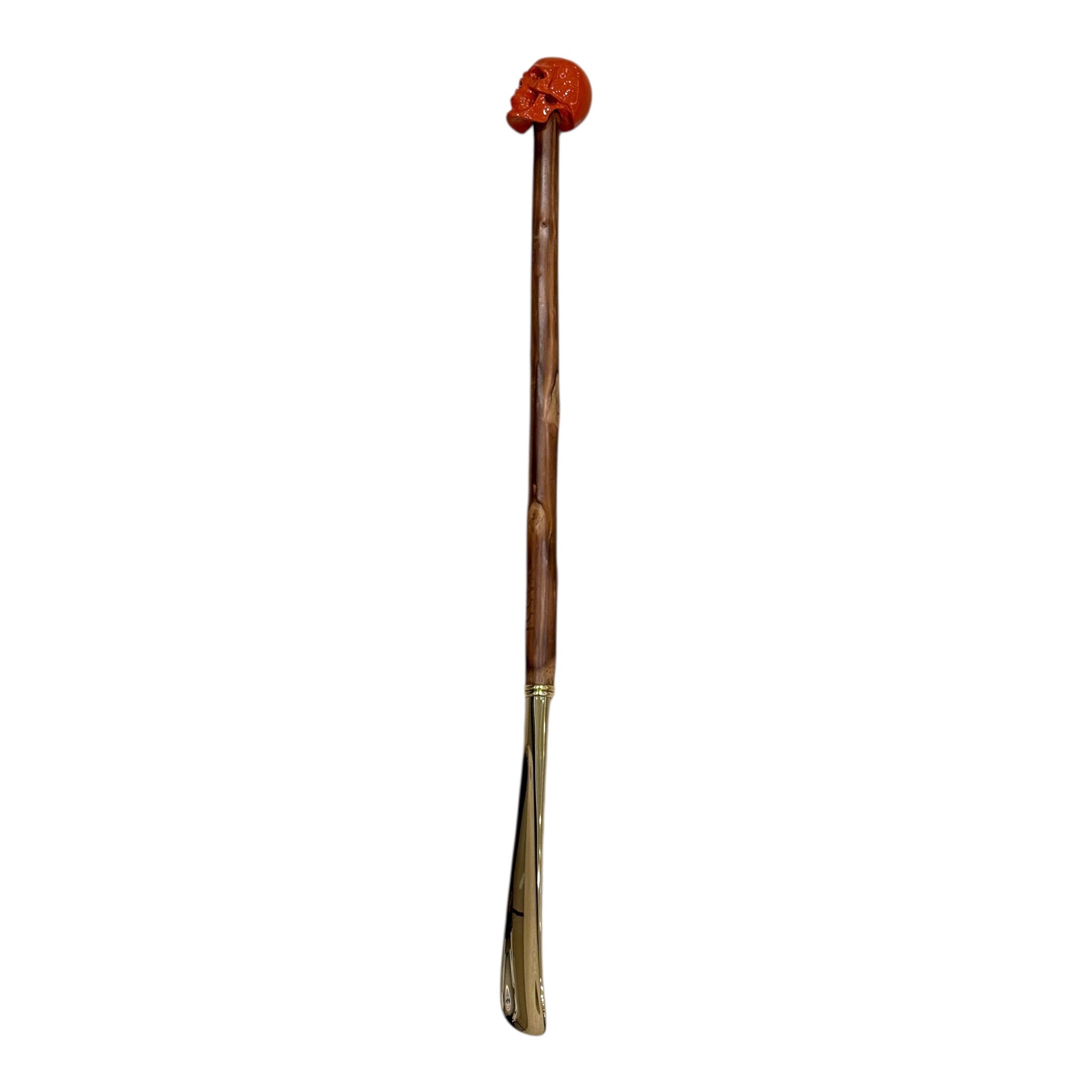 Orange Skull Long Shoehorn - Chestnut/Gold Spoon SHOEHORN