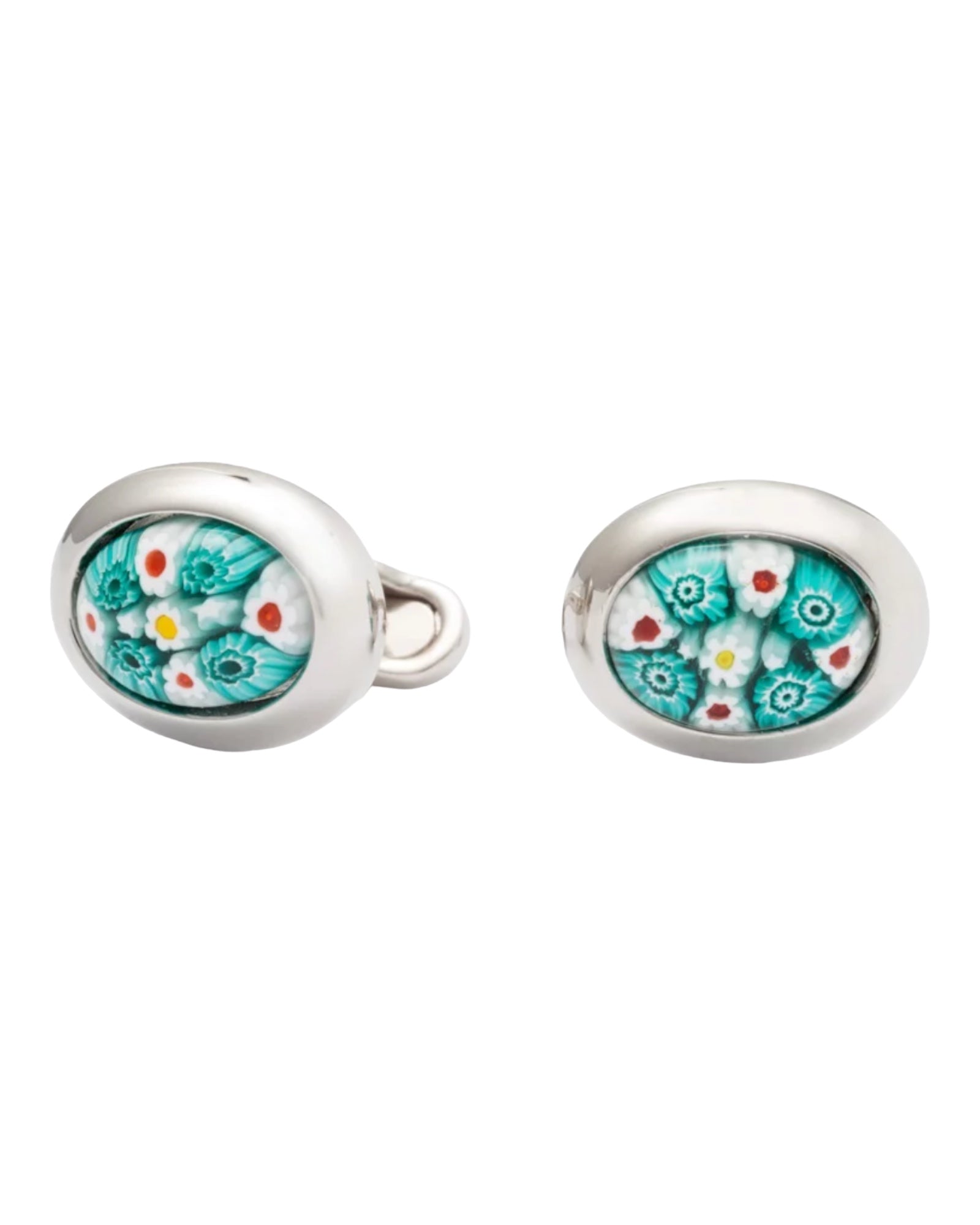 Oval Murano Glass Cufflinks - Green Cufflinks