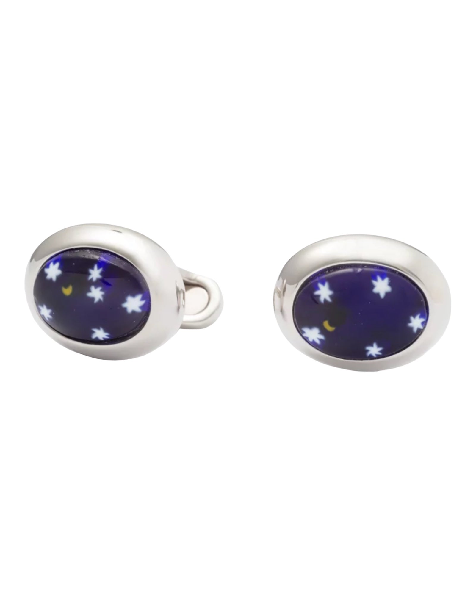 Oval Murano Glass Cufflinks - Blue