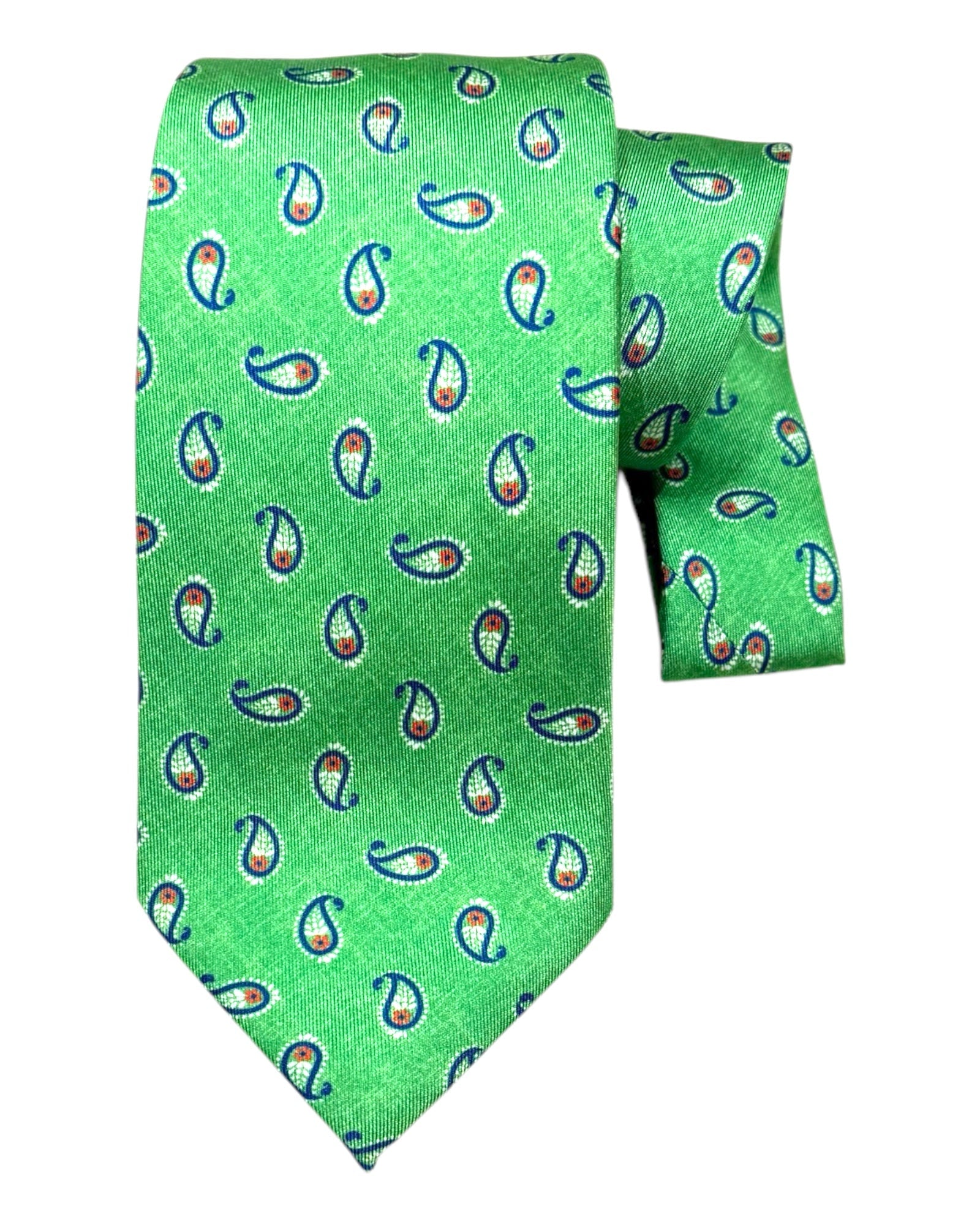 Paisley Seven - Fold Silk Tie - Green TIES