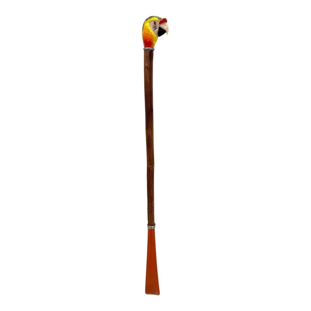 Parrot Decorated Long Shoehorn - Chestnut/Orange Spoon SHOEHORN