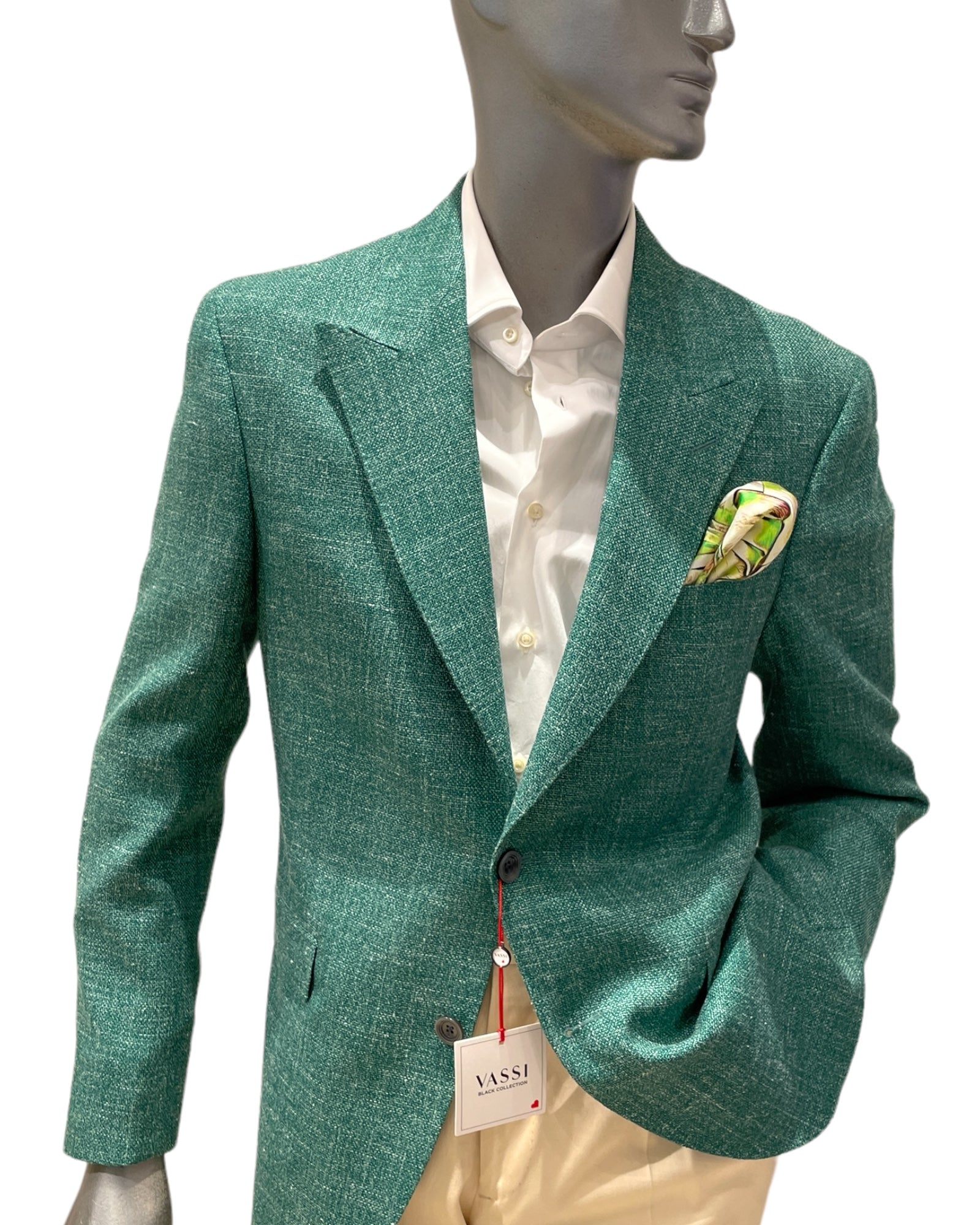 Peak Lapel Cashmere Blend Blazer - Green JACKETS42R