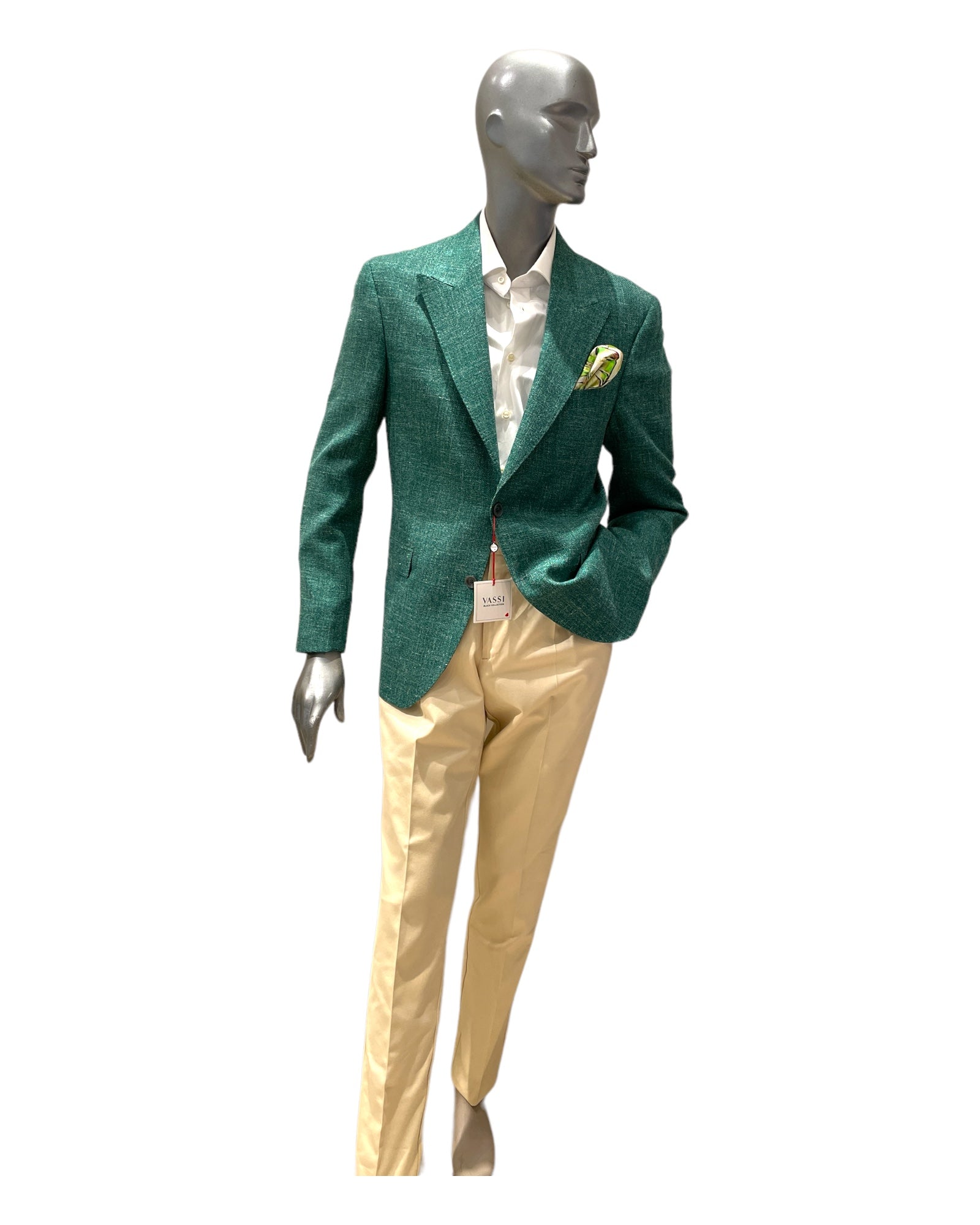 Peak Lapel Cashmere Blend Blazer - Green JACKETS42R