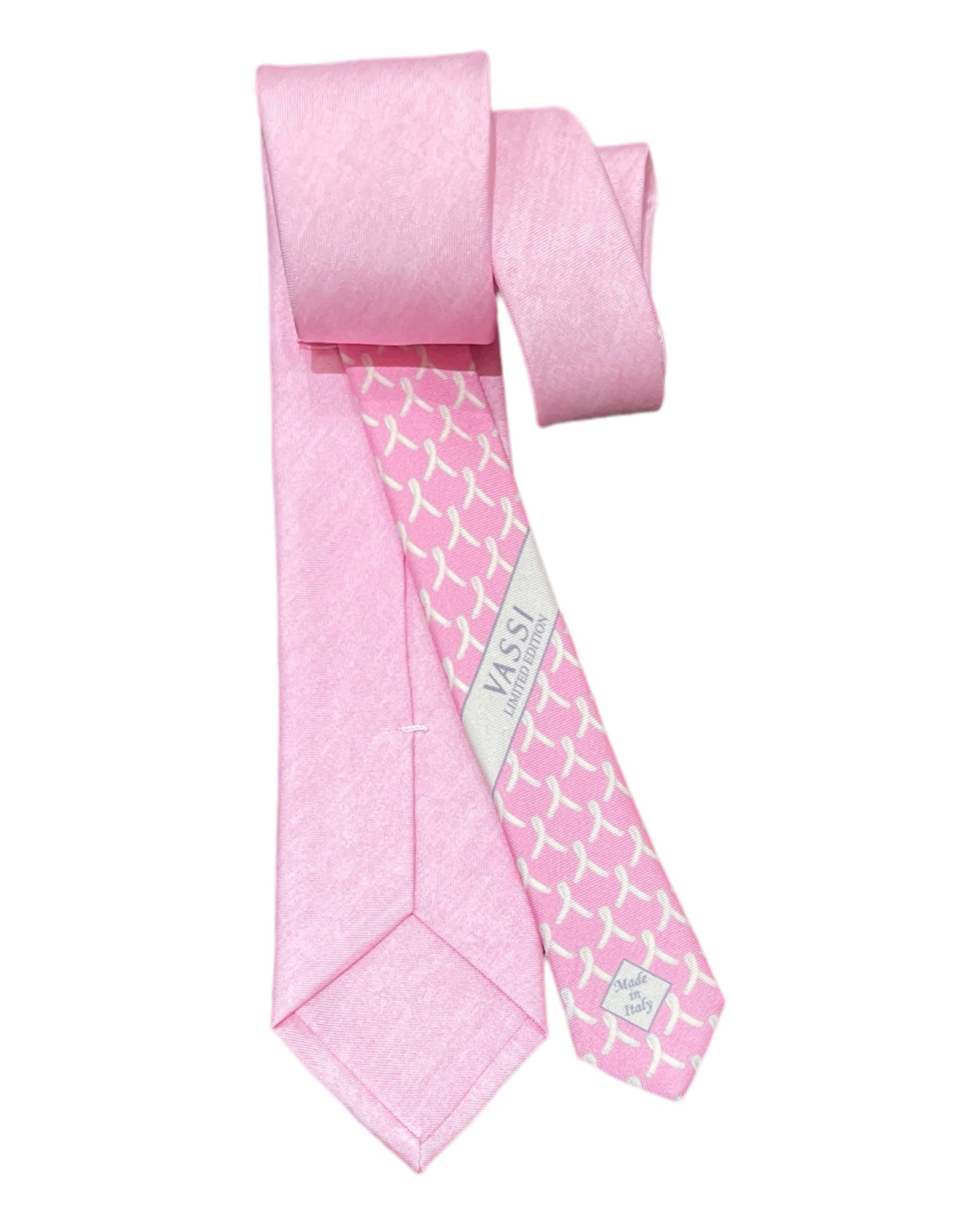 Pink Silk Tie with White Ribbon TIES &amp; BOWTIES