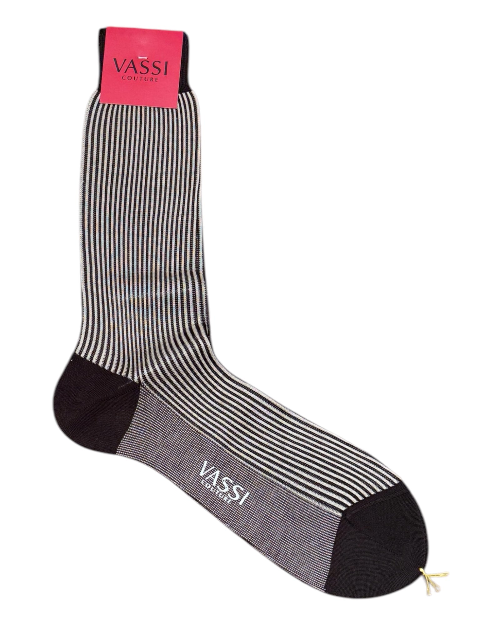 Pinstriped Cotton Socks - Chocolate/Natural SocksM
