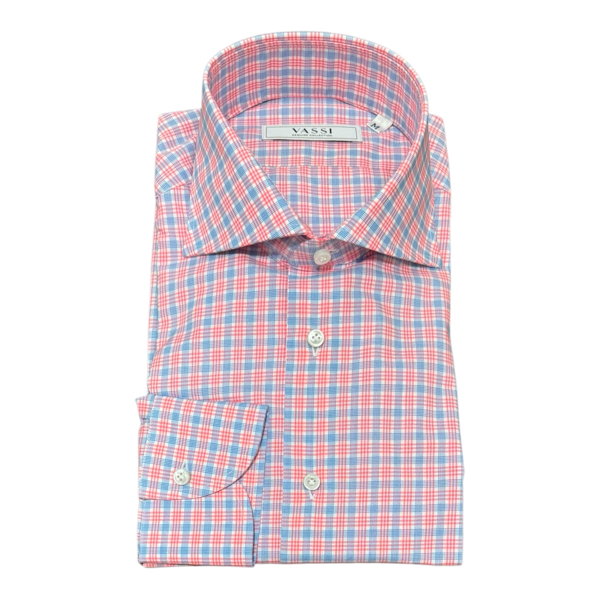 Prince of Wales, Pink & Blue Plaid Shirt - Thomas Mason SPORT SHIRTSM