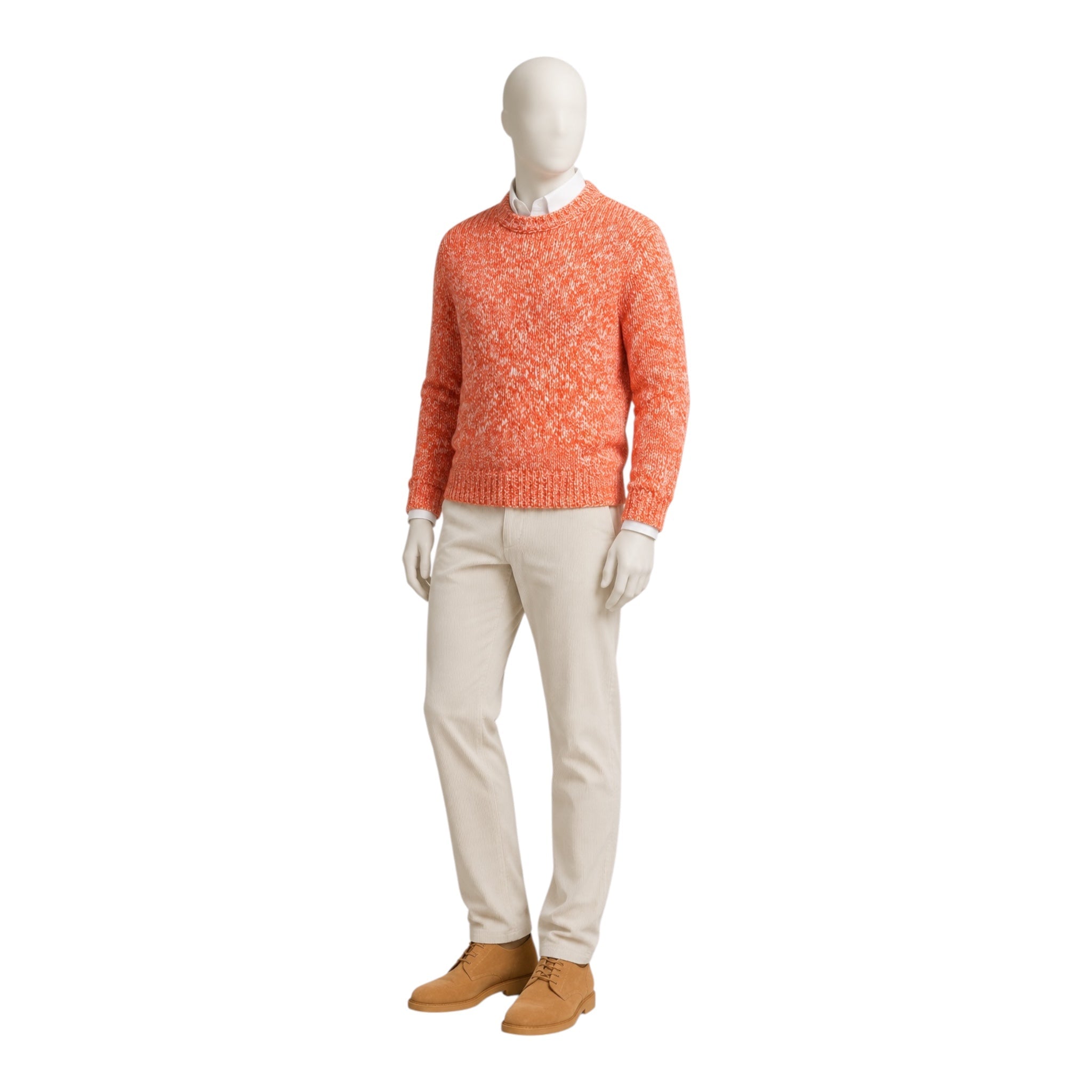 Pure Cashmere Cable Knit Melange Crewneck Sweater in Coral SWEATERS50 EU
