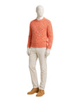 Pure Cashmere Cable Knit Melange Crewneck Sweater in Coral SWEATERS50 EU