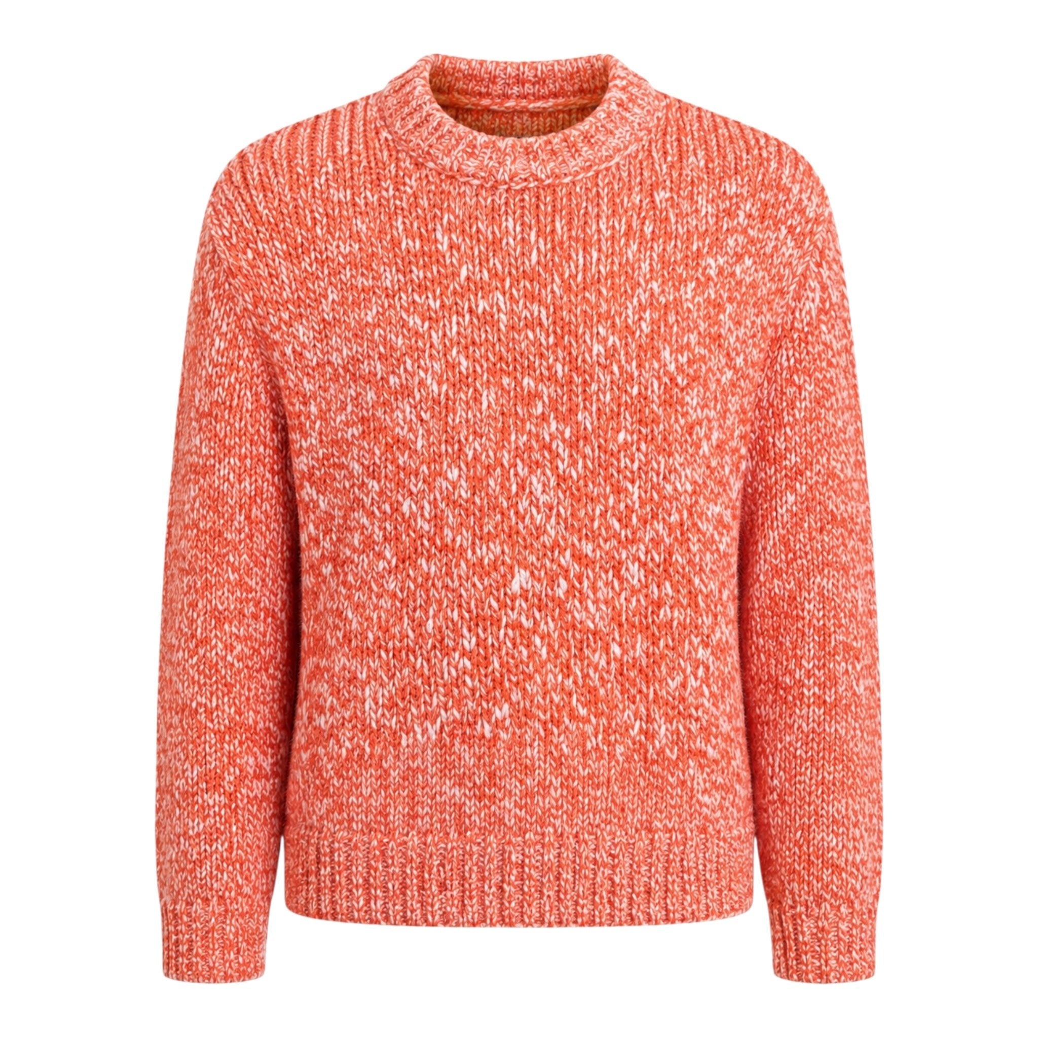 Pure Cashmere Cable Knit Melange Crewneck Sweater in Coral SWEATERS50 EU
