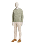 Pure Cashmere Cable Knit Melange Crewneck Sweater in Green SWEATERS50 EU