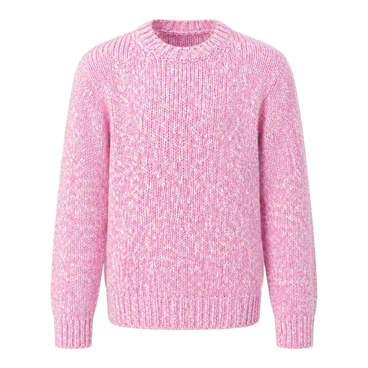 Pure Cashmere Cable Knit Melange Crewneck Sweater in Pink Lavender SWEATERS50 EU