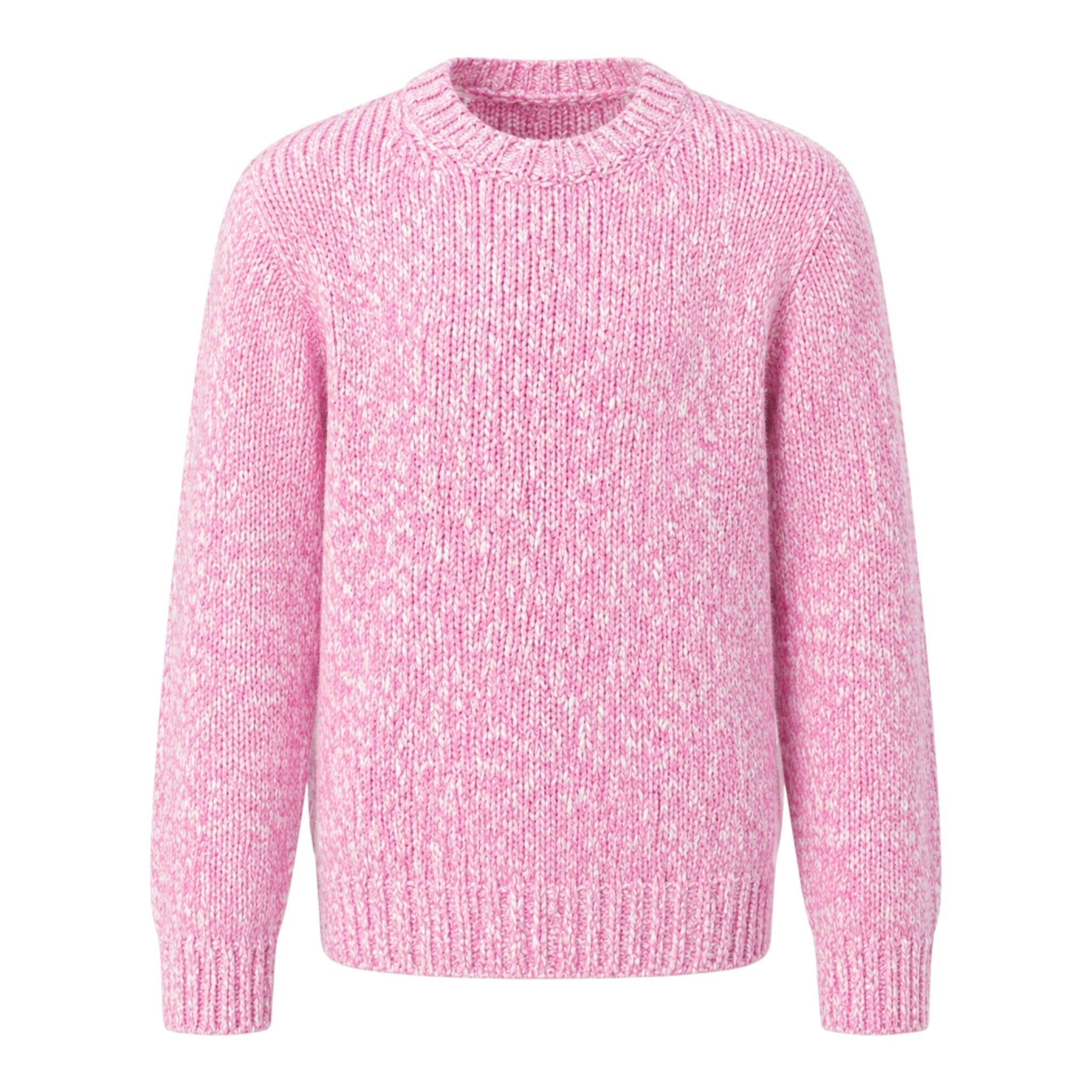Pure Cashmere Cable Knit Melange Crewneck Sweater in Pink Lavender SWEATERS50 EU