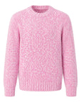 Pure Cashmere Cable Knit Melange Crewneck Sweater in Pink Lavender SWEATERS50 EU