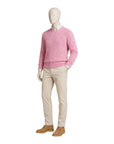 Pure Cashmere Cable Knit Melange Crewneck Sweater in Pink Lavender SWEATERS50 EU