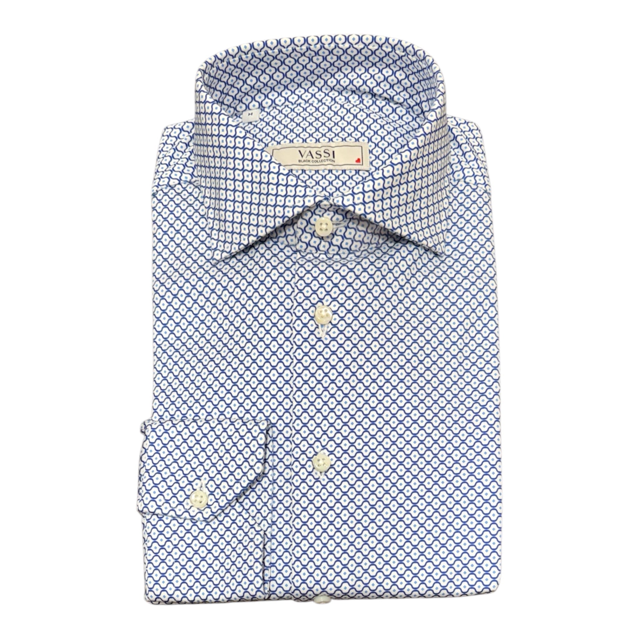 Pure Cotton Jersey Shirt in Tessellation Pattern - Blue SPORT SHIRTSS