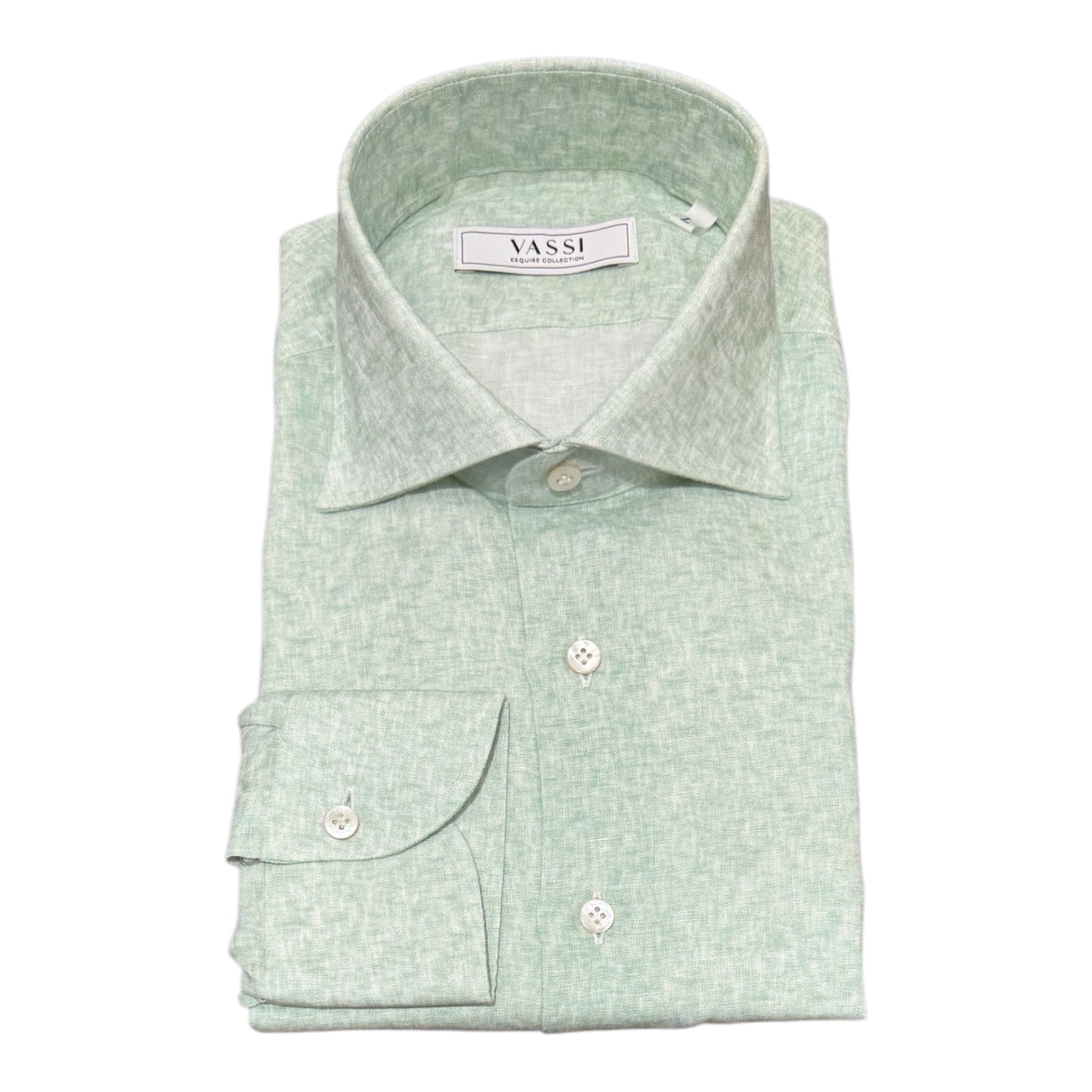 Pure Linen Splash Yarn - Green SPORT SHIRTSM