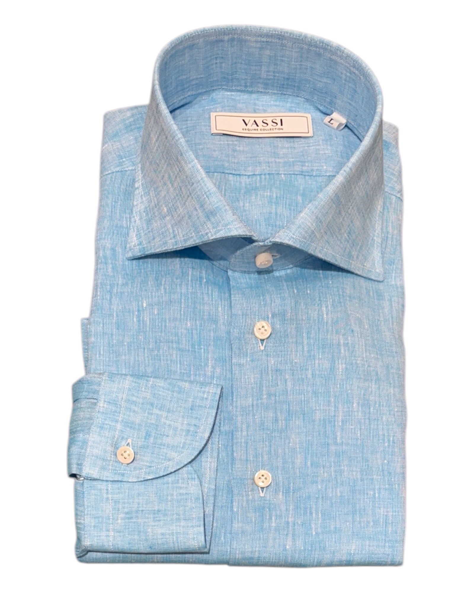 Pure Linen Sport Shirt - Aqua SPORT SHIRTSM