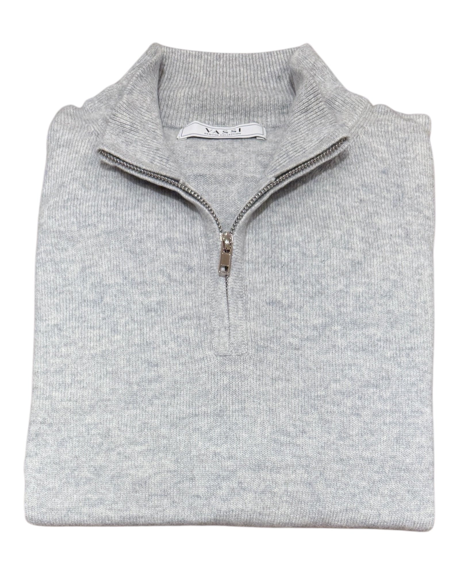 Quarter Zip Pure Cashmere Sweater - Heather Grey SWEATERSM