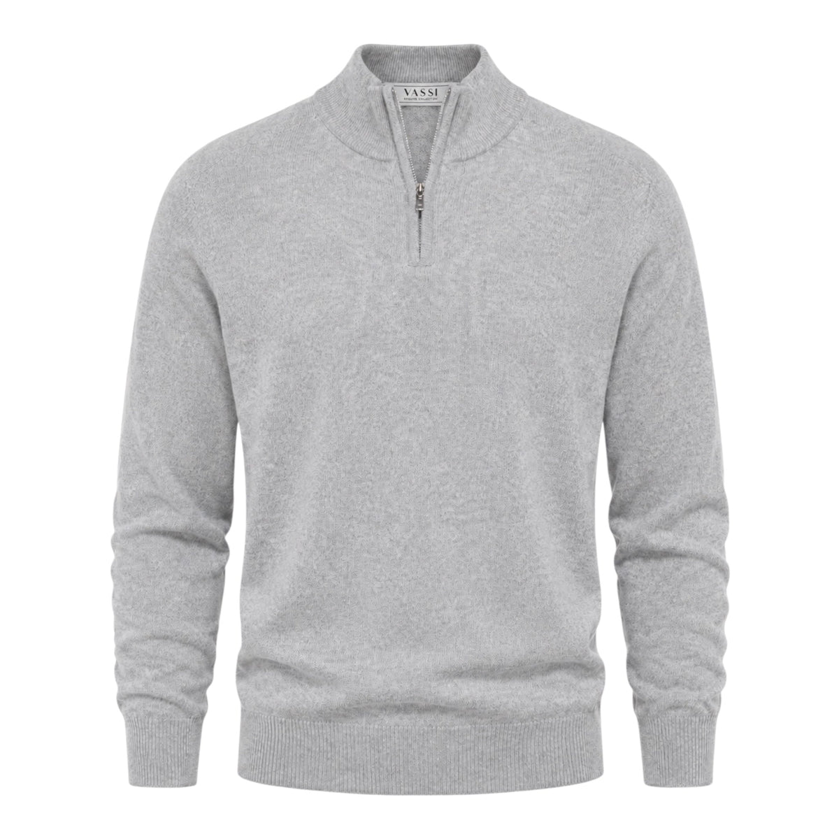 Quarter Zip Pure Cashmere Sweater - Heather Grey SWEATERSM