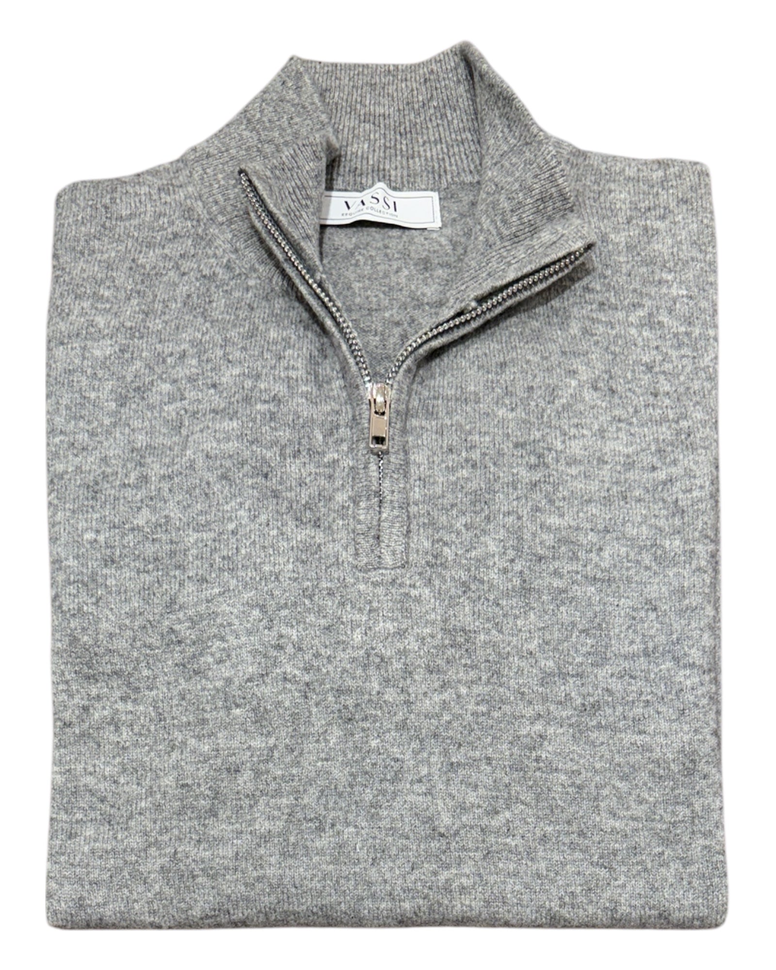 Quarter Zip Pure Cashmere Sweater - Mid Grey SWEATERSM
