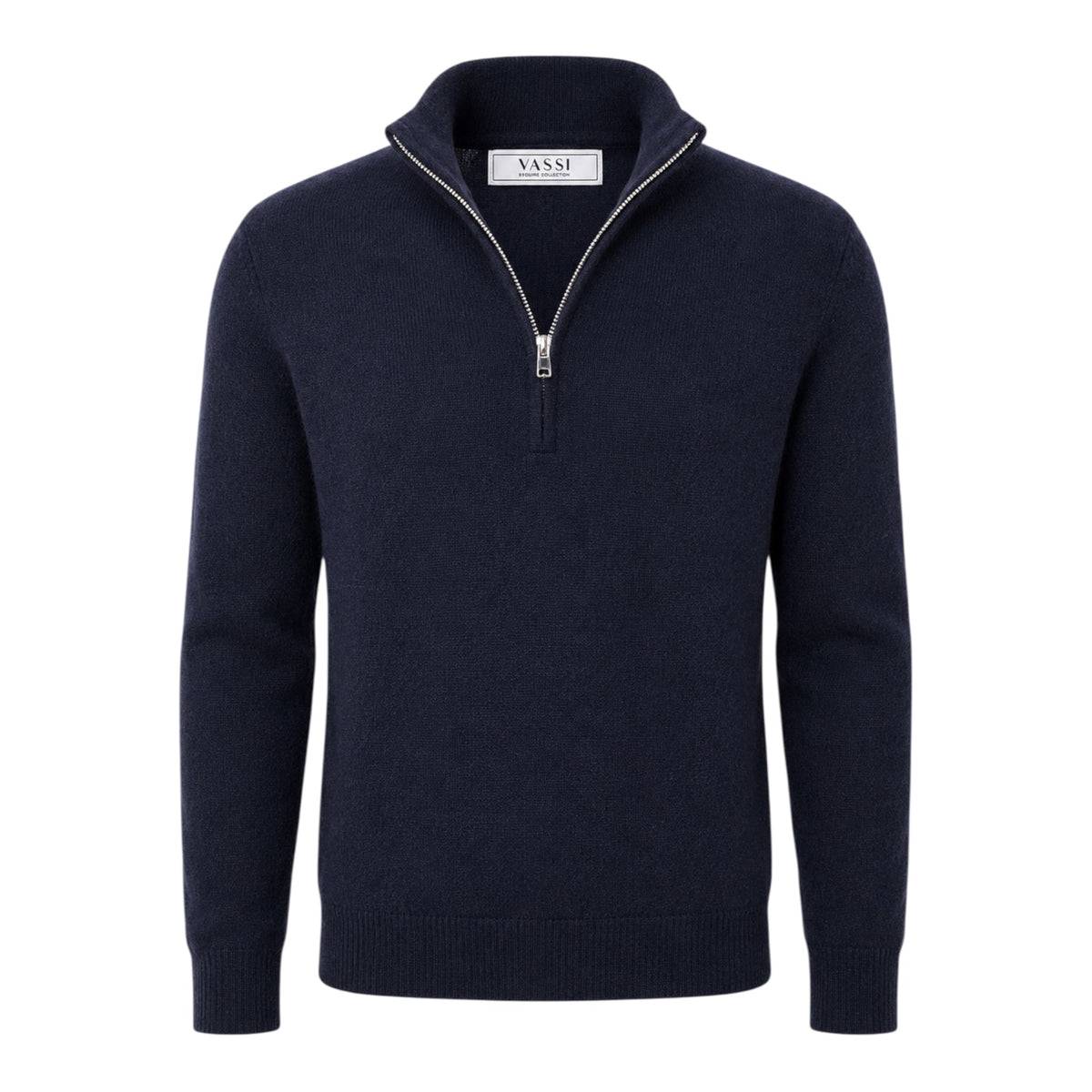 Quarter Zip Pure Cashmere Sweater - Navy SWEATERSM