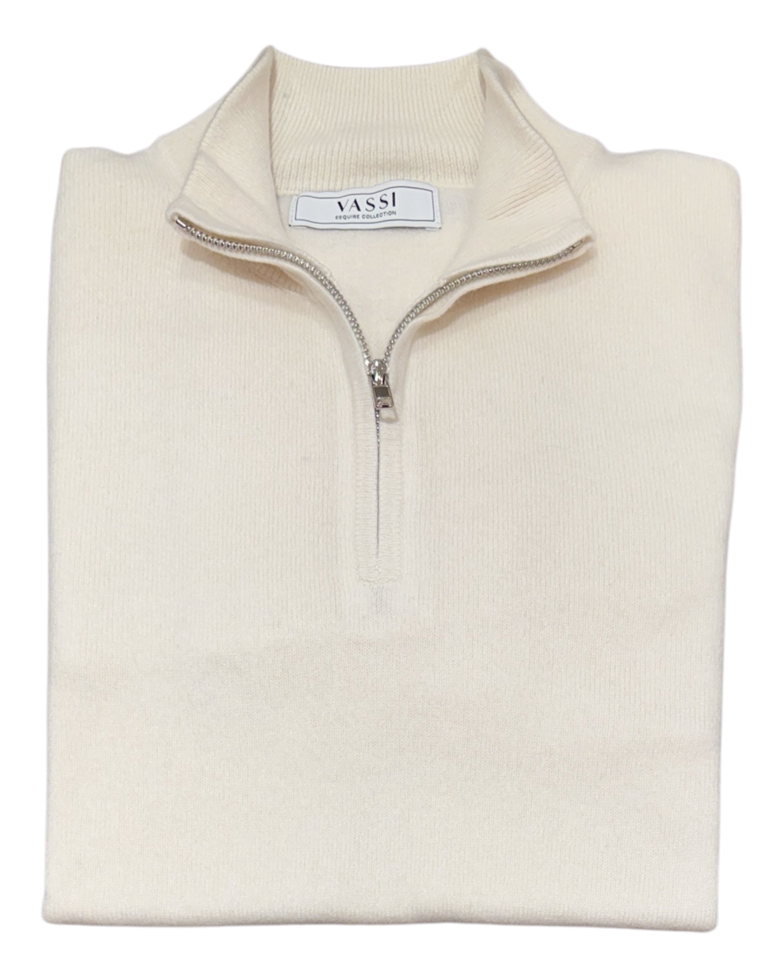 Quarter Zip Pure Cashmere Sweater - Winter White SWEATERSM