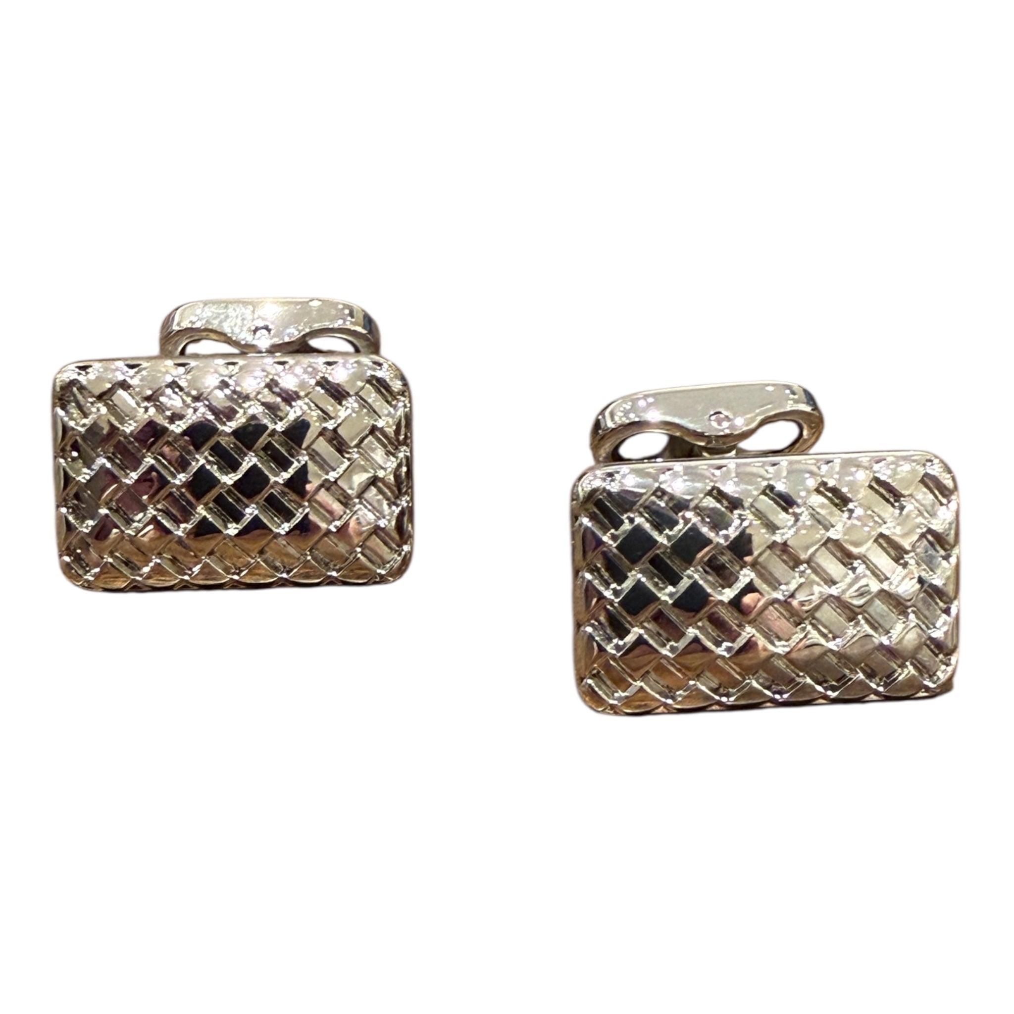 Rectangular metal cufflinks - Silver Cufflinks