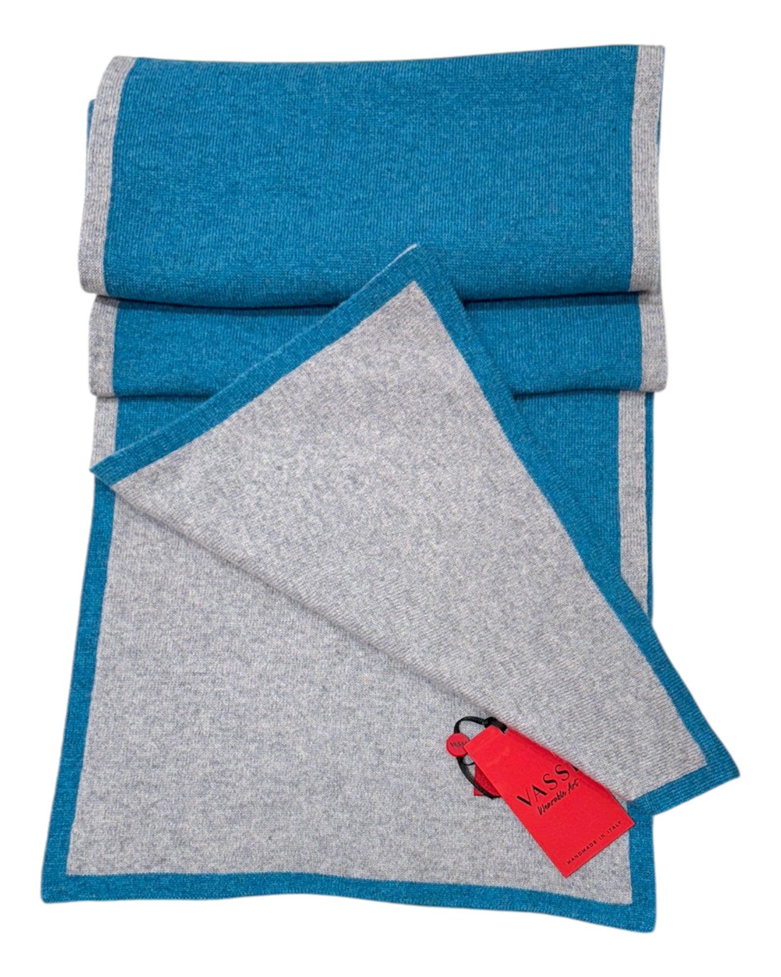 Reversible Cashmere Scarf - Dark Turquoise/Grey SCARVES