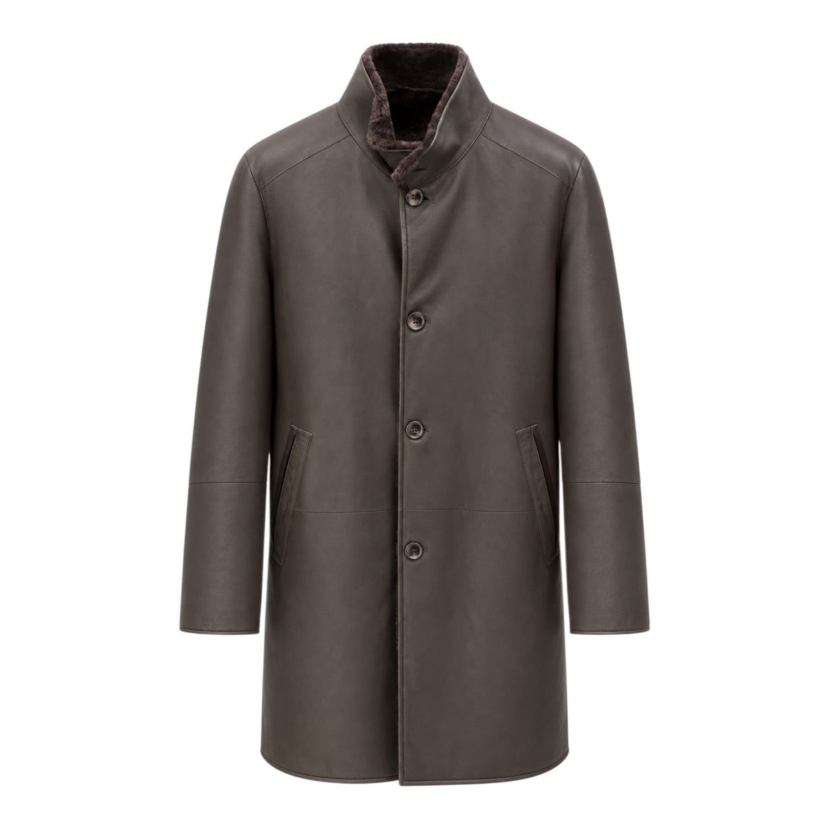 Reversible Ironed & Napped Merino Shearling Jacket - Coffee OUTERWEAR50 EU