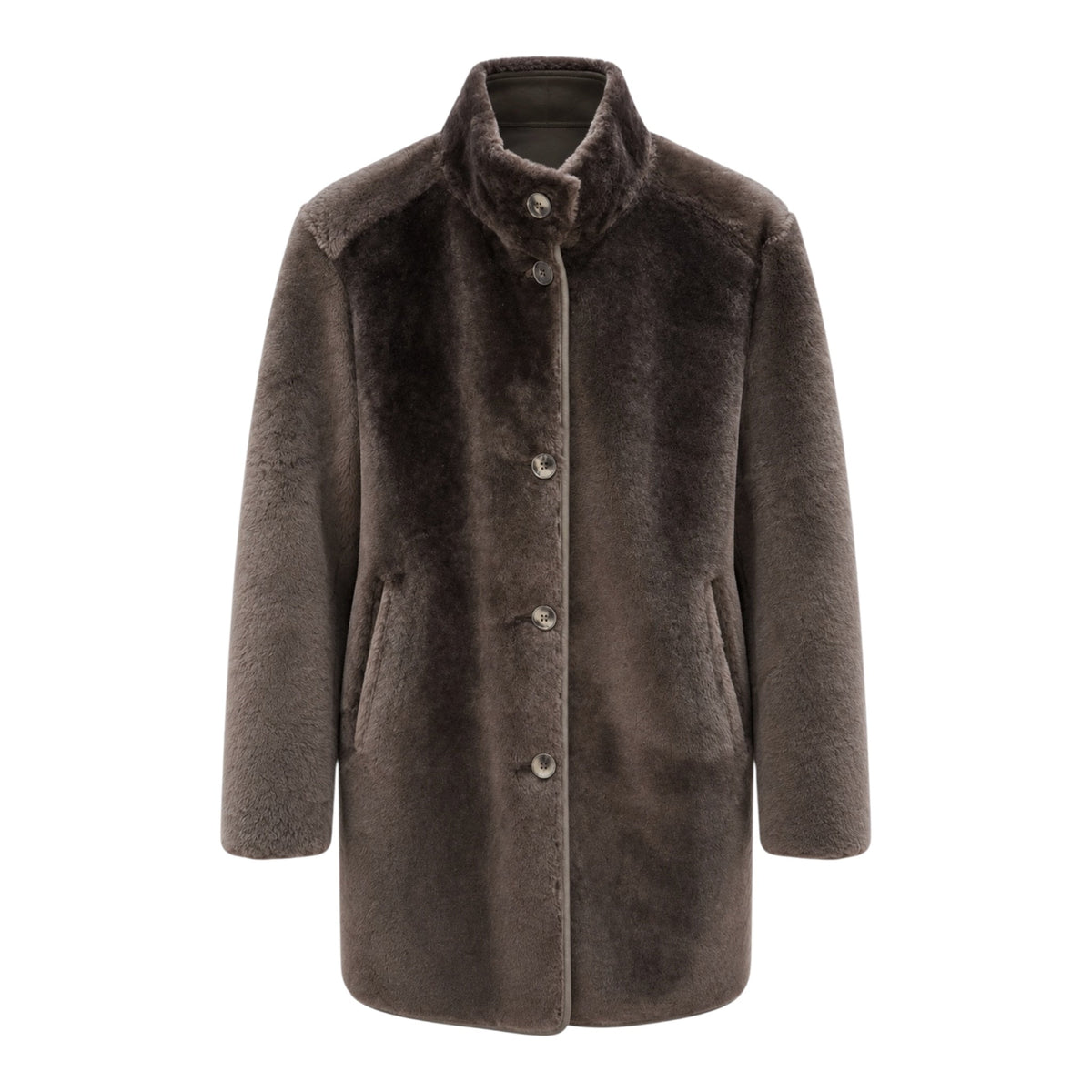 Reversible Ironed & Napped Merino Shearling Jacket - Coffee OUTERWEAR50 EU