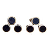 Round Cufflinks & Stud Set - Blue Enamel Cufflinks