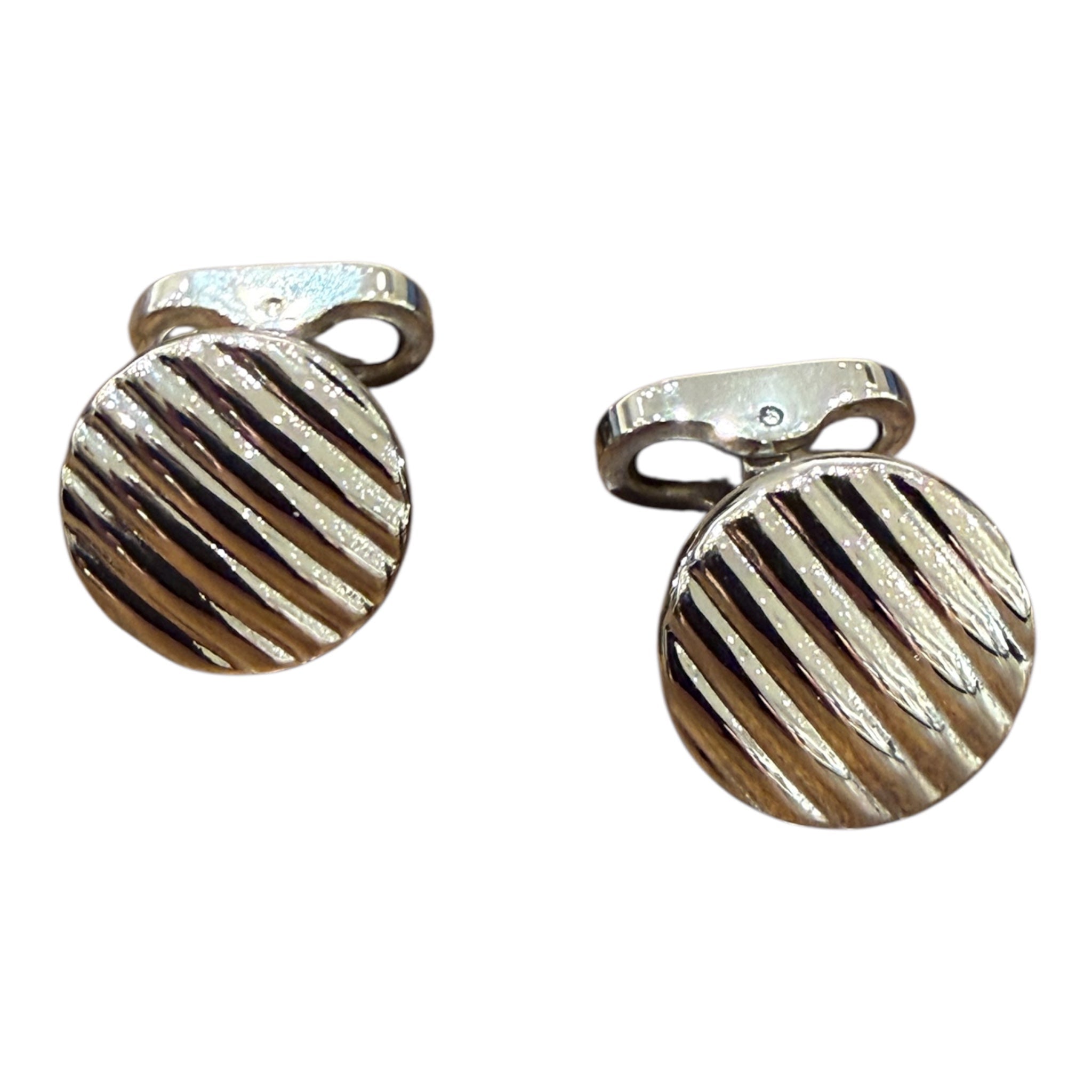 Round Fancy metal cufflinks - Silver Cufflinks