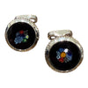 Round Murano Glass Cufflink - Black/Multicolour Cufflinks