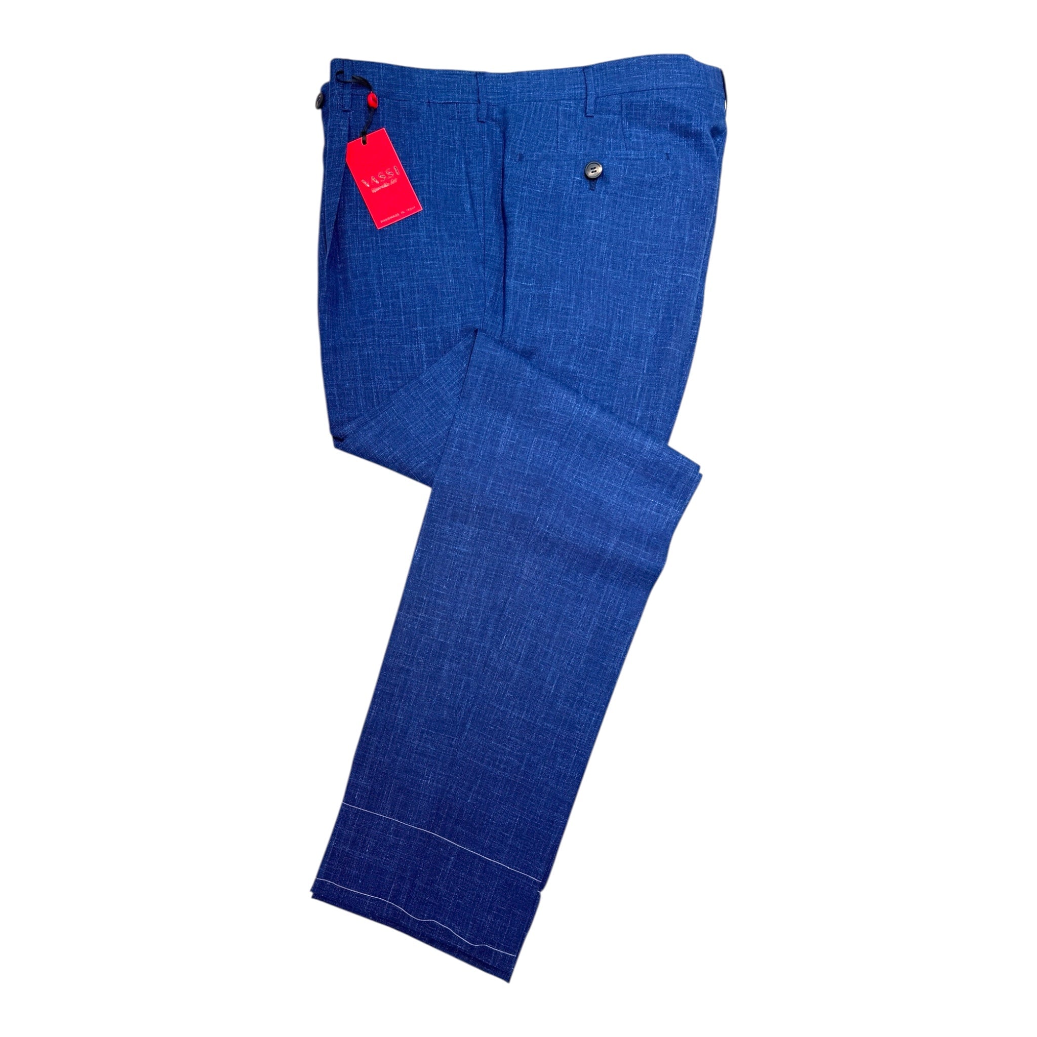Royal Blue One Pleated Sartorial Trousers - Loro Piana Wool,Silk & Linen DRESS PANTS50 EU