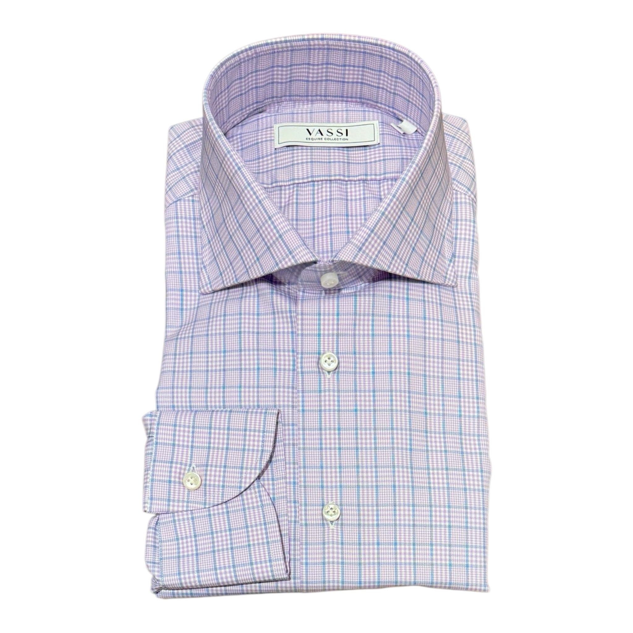 Royal Twill In Gingham Print - Lavender SPORT SHIRTSM